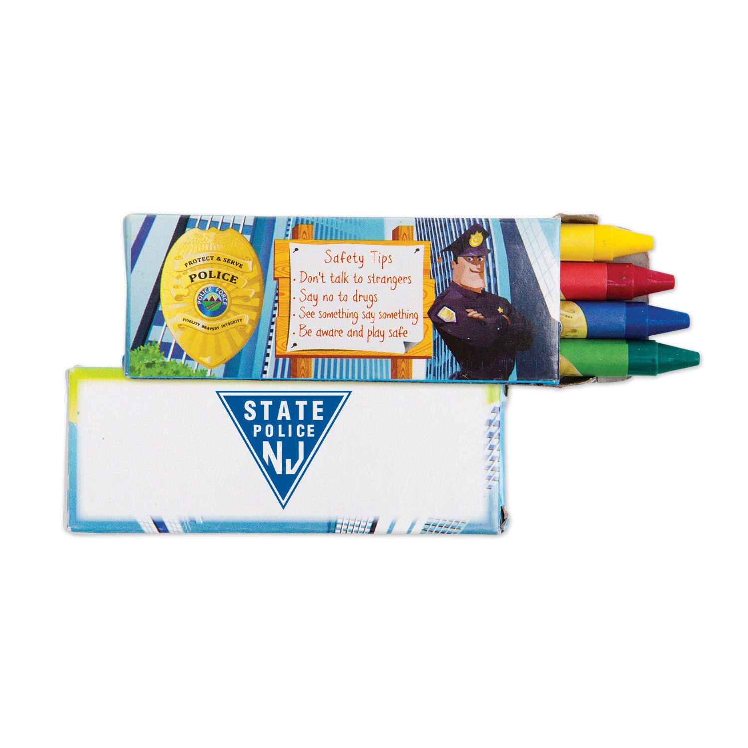 Blue 4 Pack Police Safety Crayons