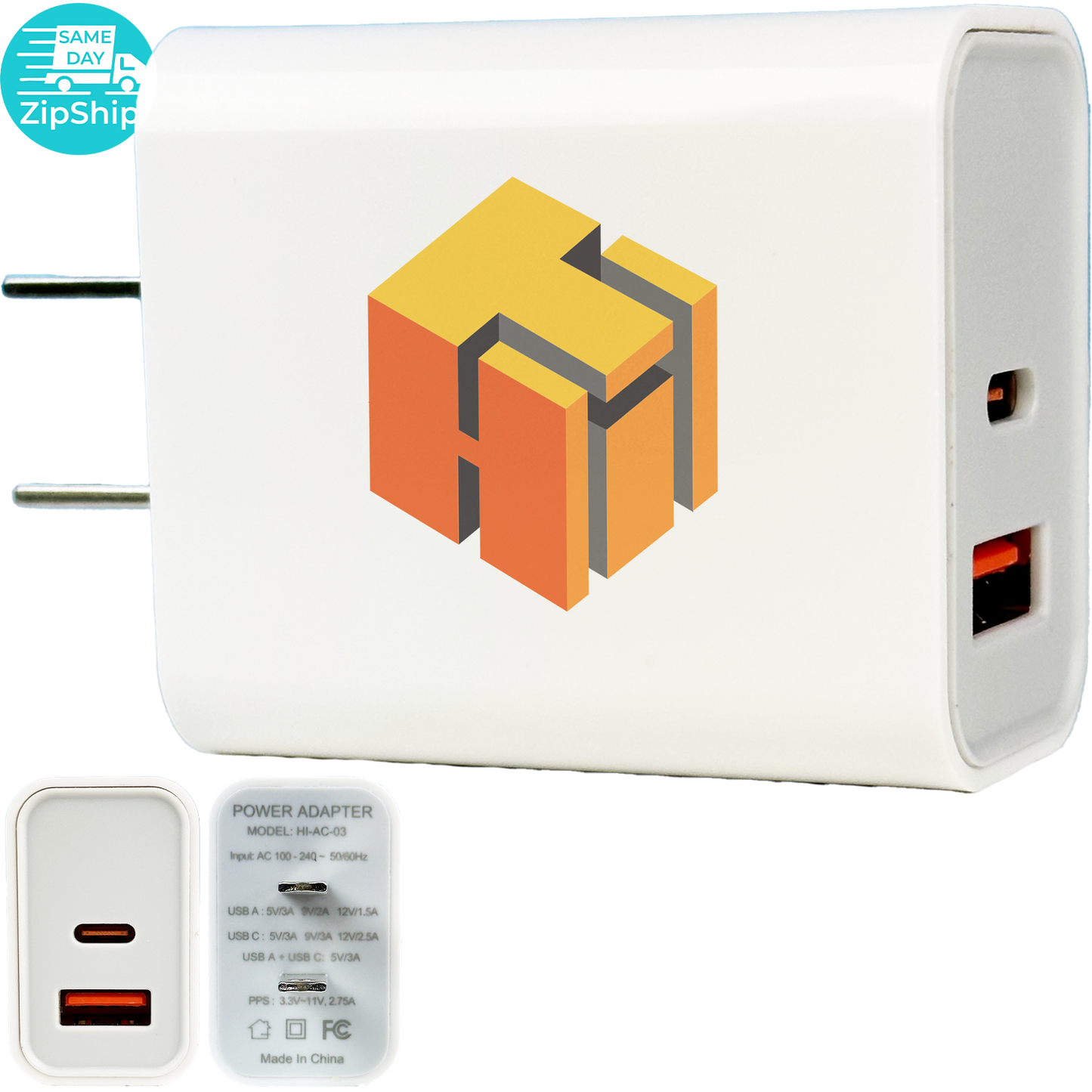 White 2 In1 Usb Wall Charger 30w
