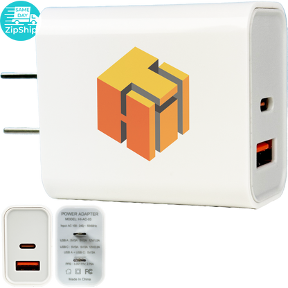 White 2 In1 Usb Wall Charger 30w