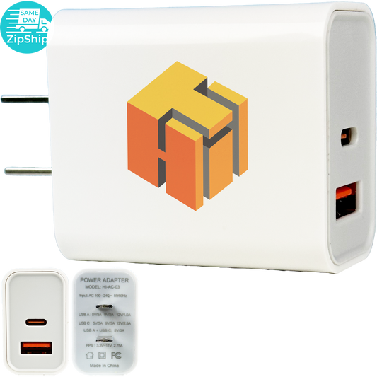 White 2 In1 Usb Wall Charger 30w