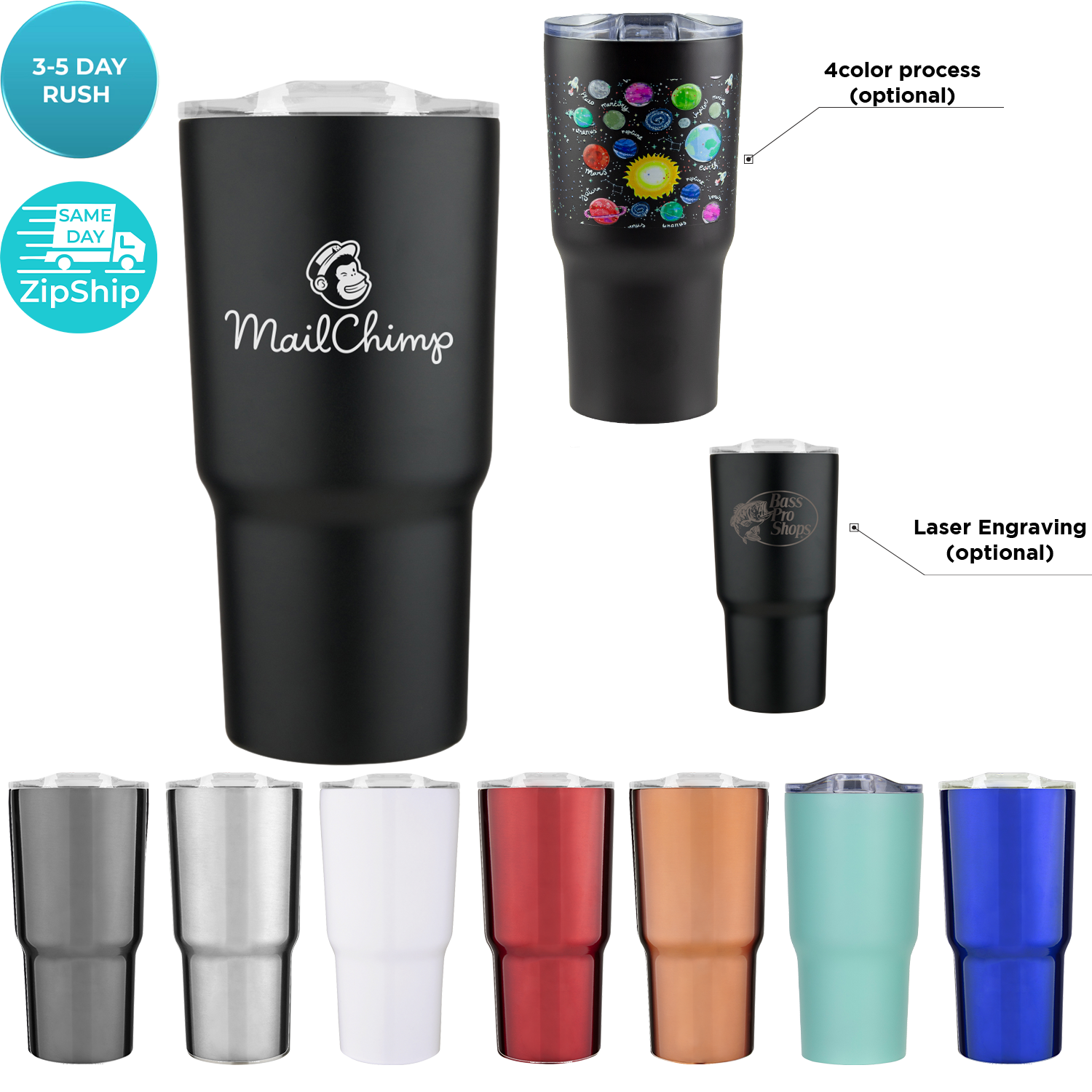 Black 20 Oz Chimp Double Wall Stainless Vacuum Tumbler