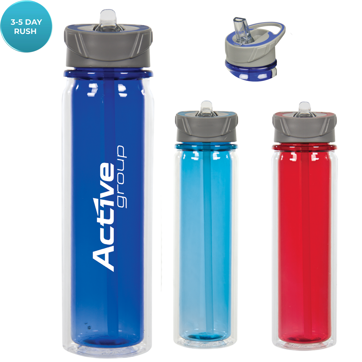 Blue 20 Oz Hydrate Double Wall Tritan Water Bottle