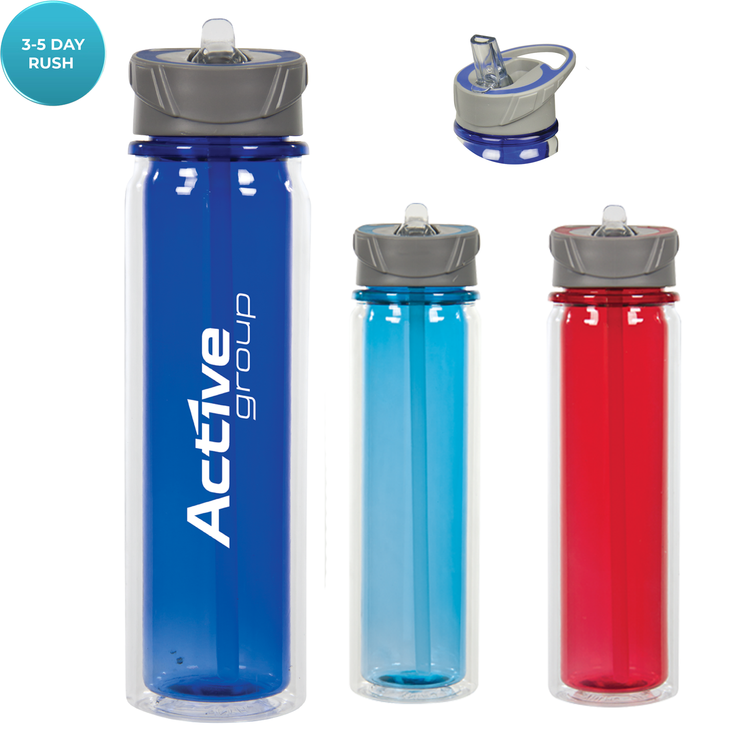 Blue 20 Oz Hydrate Double Wall Tritan Water Bottle