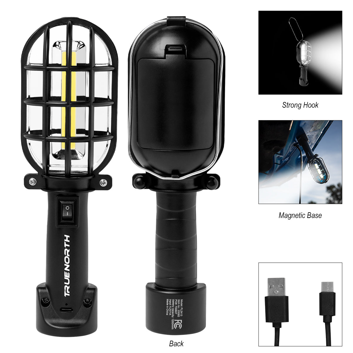 BLACK Rechargeable COB Work Light With Magnet