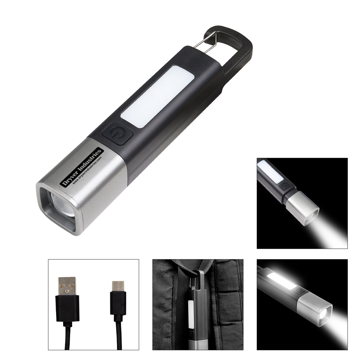 BLACK WITH GUN METAL Trailblazer Rechargeable COB Flashlight