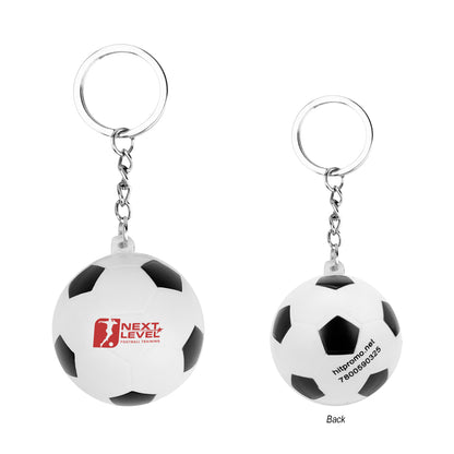 BLACK WITH WHITE Soccer Ball Stress Reliever Keychain