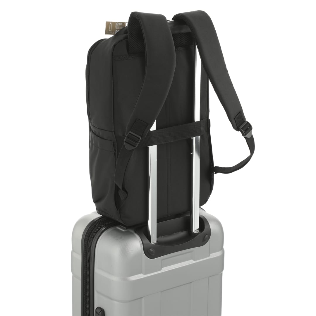 Front View of Black Tranzip Recycled 17" Computer Backpack