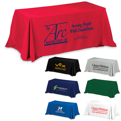 TC63-Black "Preakness Six" 3-Sided Economy Table Cover & Throws (Spot Color Print) / Fits 6 ft Table