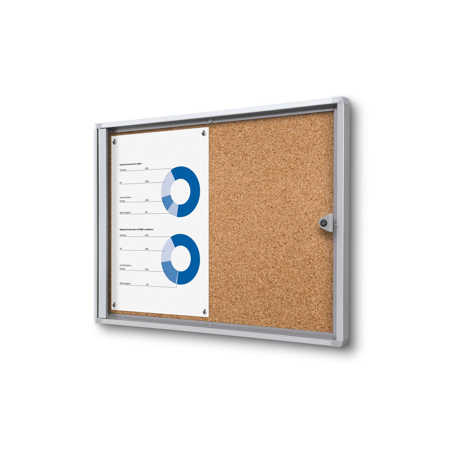 20"W x 14"H Cork Indoor Enclosed Bulletin Board Economy