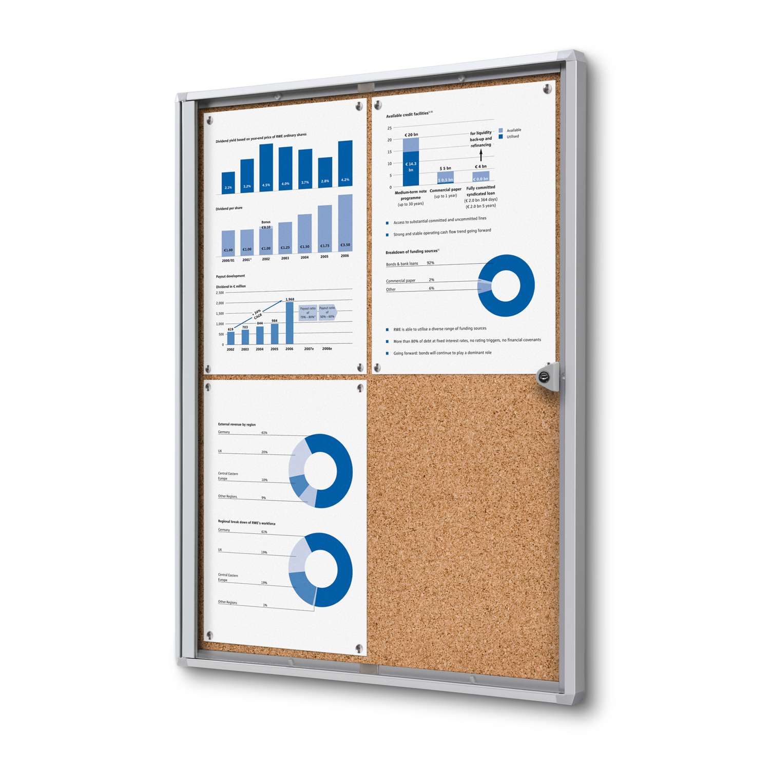 20"W x 26"H Cork Indoor Enclosed Bulletin Board Economy