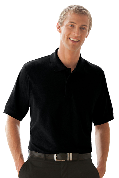 Black Soft-Blend Double-Tuck Pique Polo  - XS