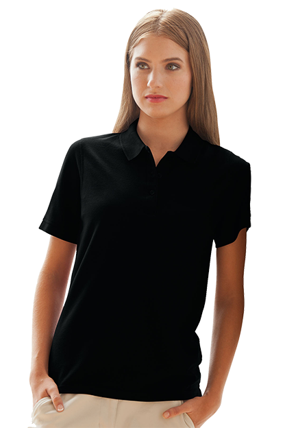 Black Women's Soft-Blend Double-Tuck Pique Polo  - XS