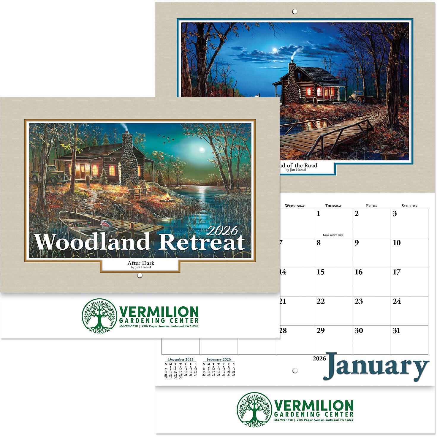 WOODLAND STAPLED WALL CALENDAR