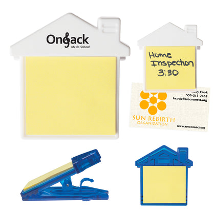 TRANSLUCENT BLUE House Clip With Sticky Notes