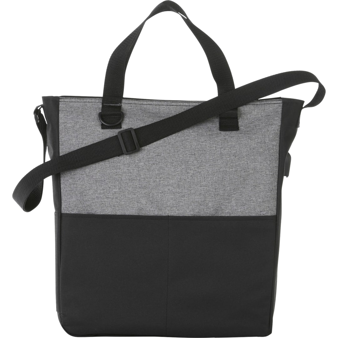 Front View of Gray Cameron Convention Tote w/ USB Port