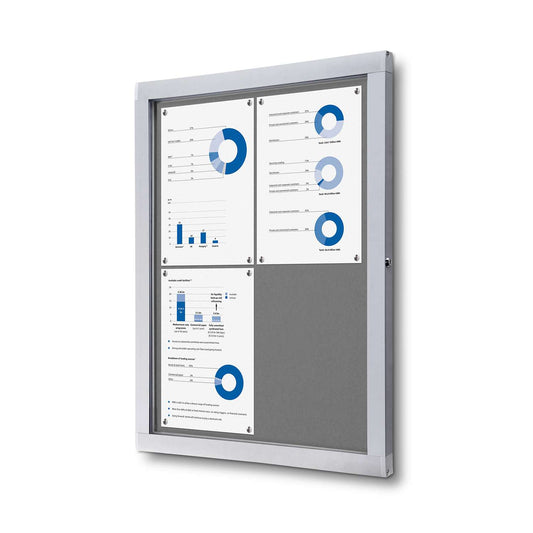 21"W x 28"H Felt Enclosed Bulletin Board Grey