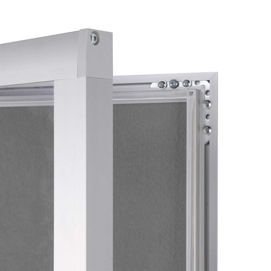 38"W x 40"H Felt Enclosed Bulletin Board Grey