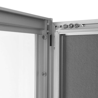 29"W x 28"H Felt Enclosed Bulletin Board Grey