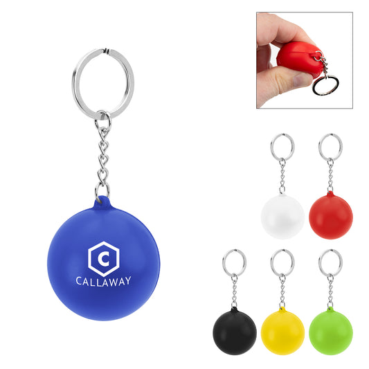 BLACK Round PU Stress Reliever Keychain