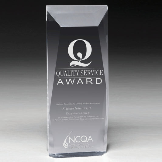 Screen Printed Faceted Obelisk Award - 8"