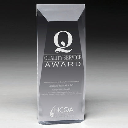 Laser Engraved Faceted Obelisk Award - 9 3/4"