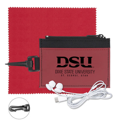 "Lexington" Mobile Tech Earbud Kit with Microfiber Cloth in Travel ID Wallet