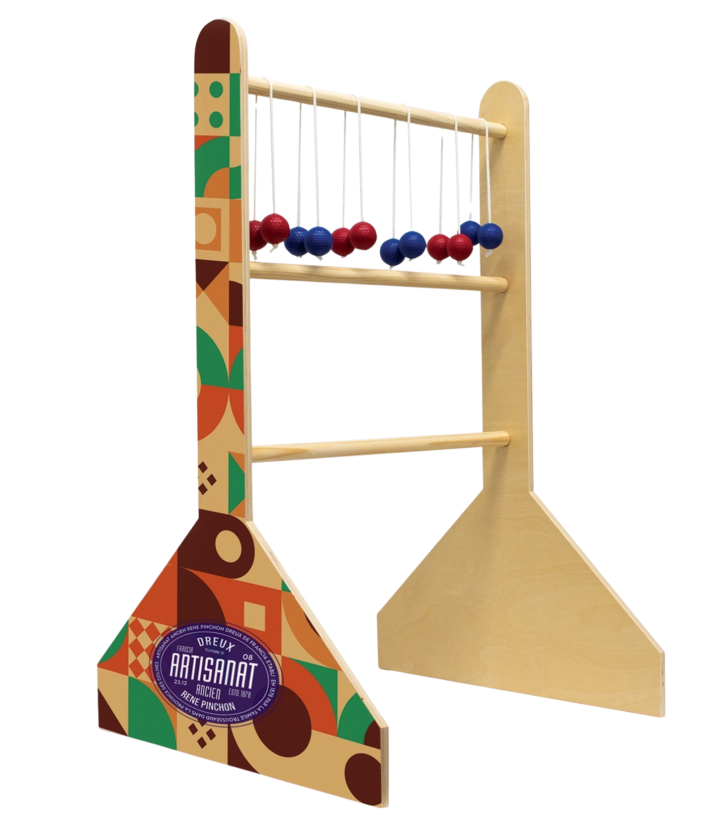 Natural Wood Ladder Ball Toss Game