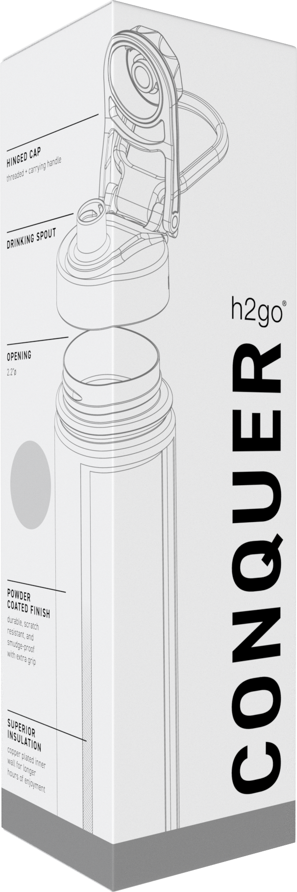 matte white 24 oz h2go conquer - powder