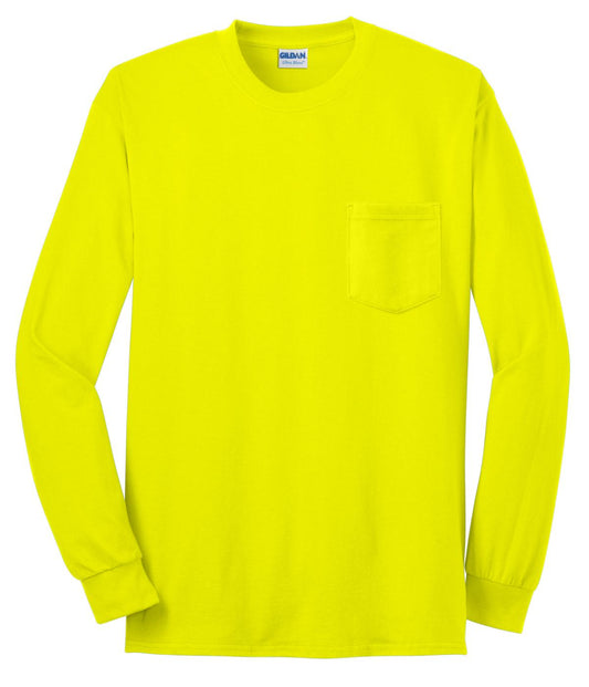 Gildan - Ultra Cotton 100% US Cotton Long Sleeve T-Shirt with Pocket. 2410