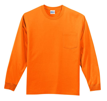 Gildan - Ultra Cotton 100% US Cotton Long Sleeve T-Shirt with Pocket. 2410