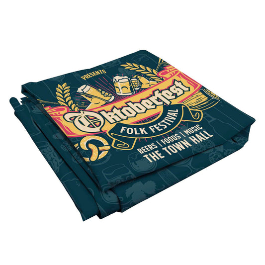 32"H x 115"W Pop-Up Table  Fitted Dye Sub Throw