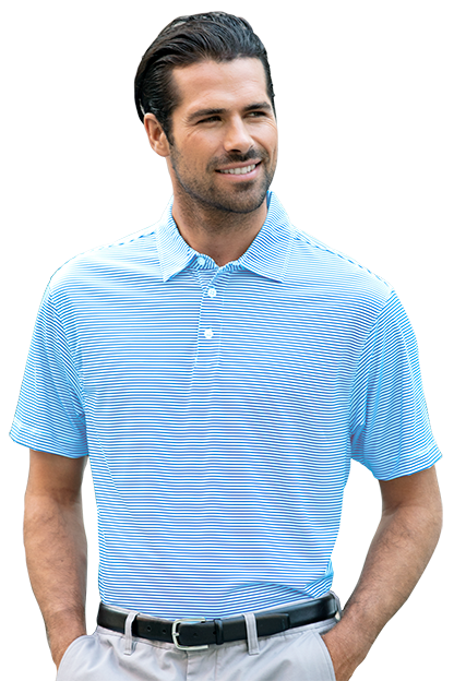 Carolina Blue/White Vansport Pro Tonal Micro-Stripe Polo  - S