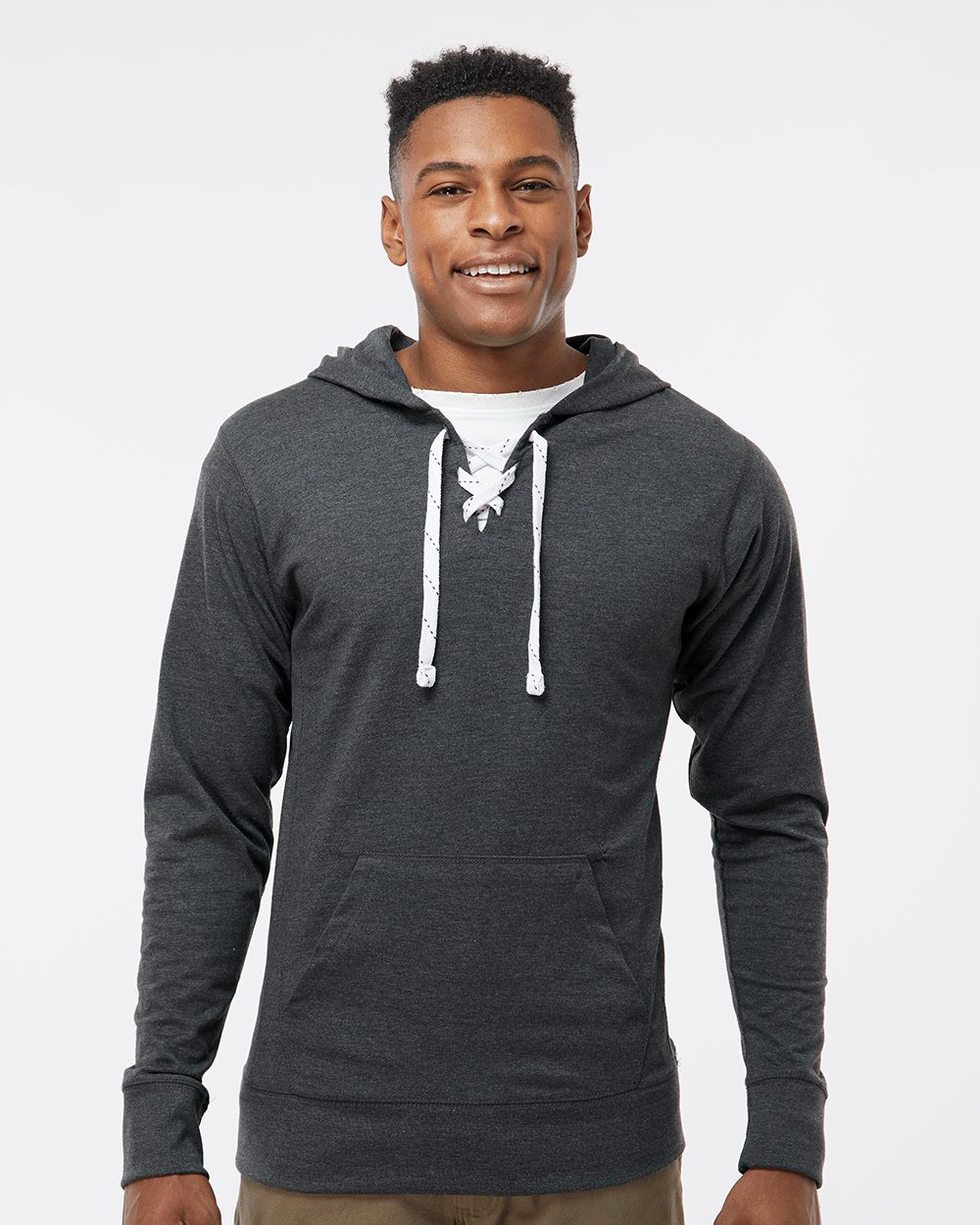 Unisex Jersey Sport Lace Hooded Pullover - 8231