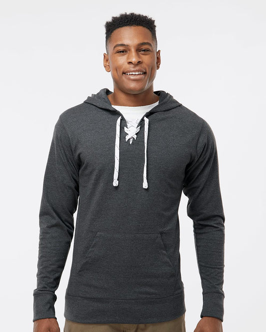 Unisex Jersey Sport Lace Hooded Pullover - 8231