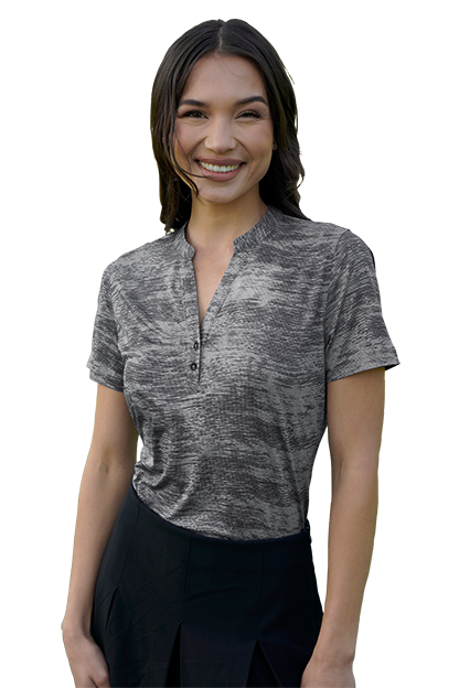 Black/Grey Women's Vansport Pro Digi Print Polo  - XS