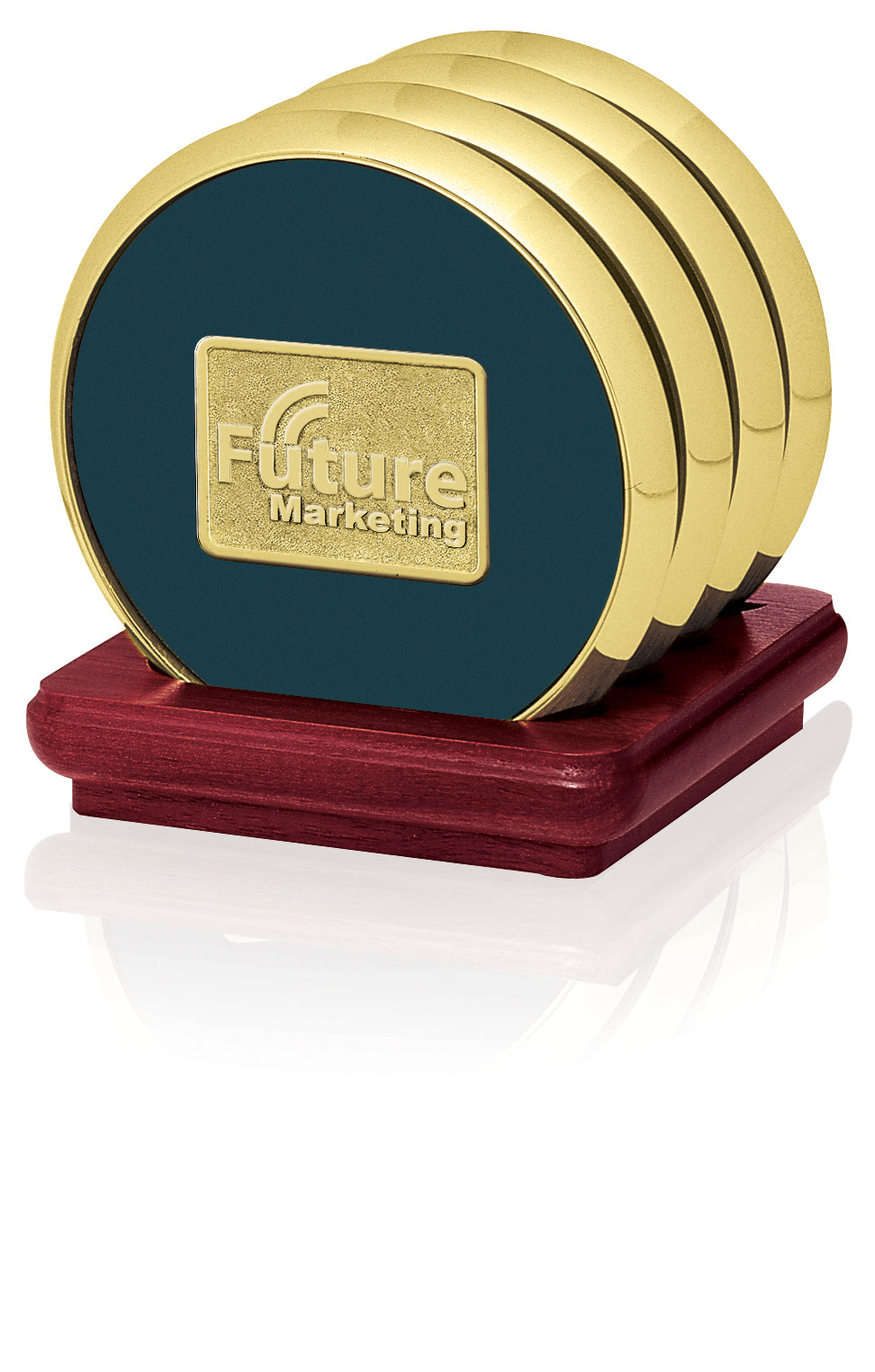 JAFFA® Four Coasters with Solid Cherry Stand