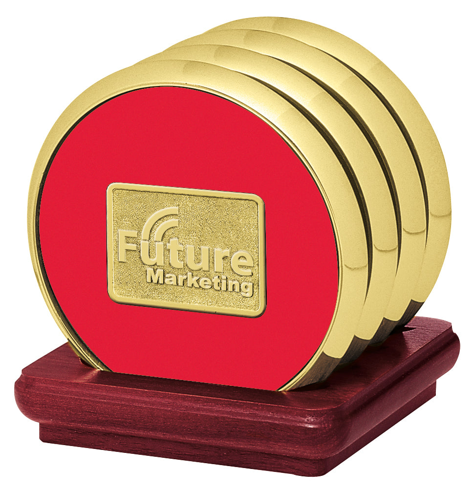 JAFFA® Four Coasters with Solid Cherry Stand