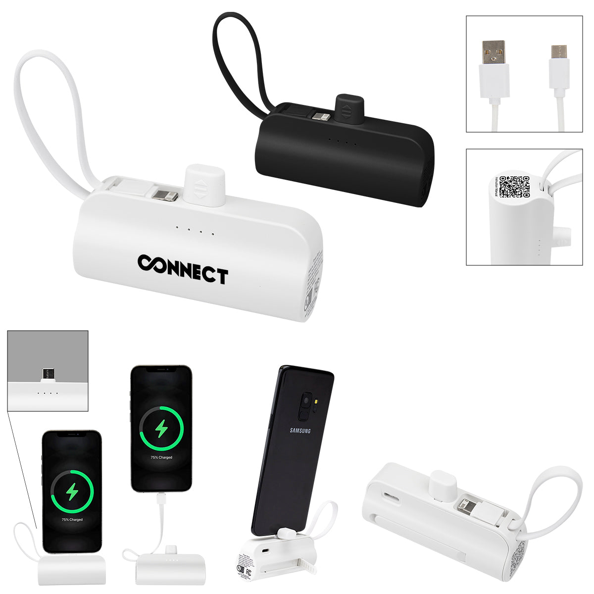 BLACK UL Listed 5000 mAh Portable Power Bank