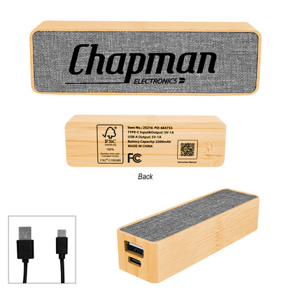 FSC GRAY WITH BAMBOO Bamboo & rPET 200 mAh Power Bank