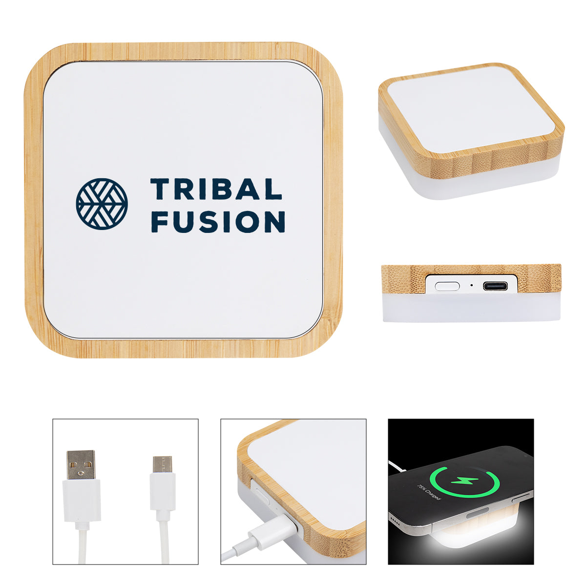 Bamboo Wireless Charger Night Light