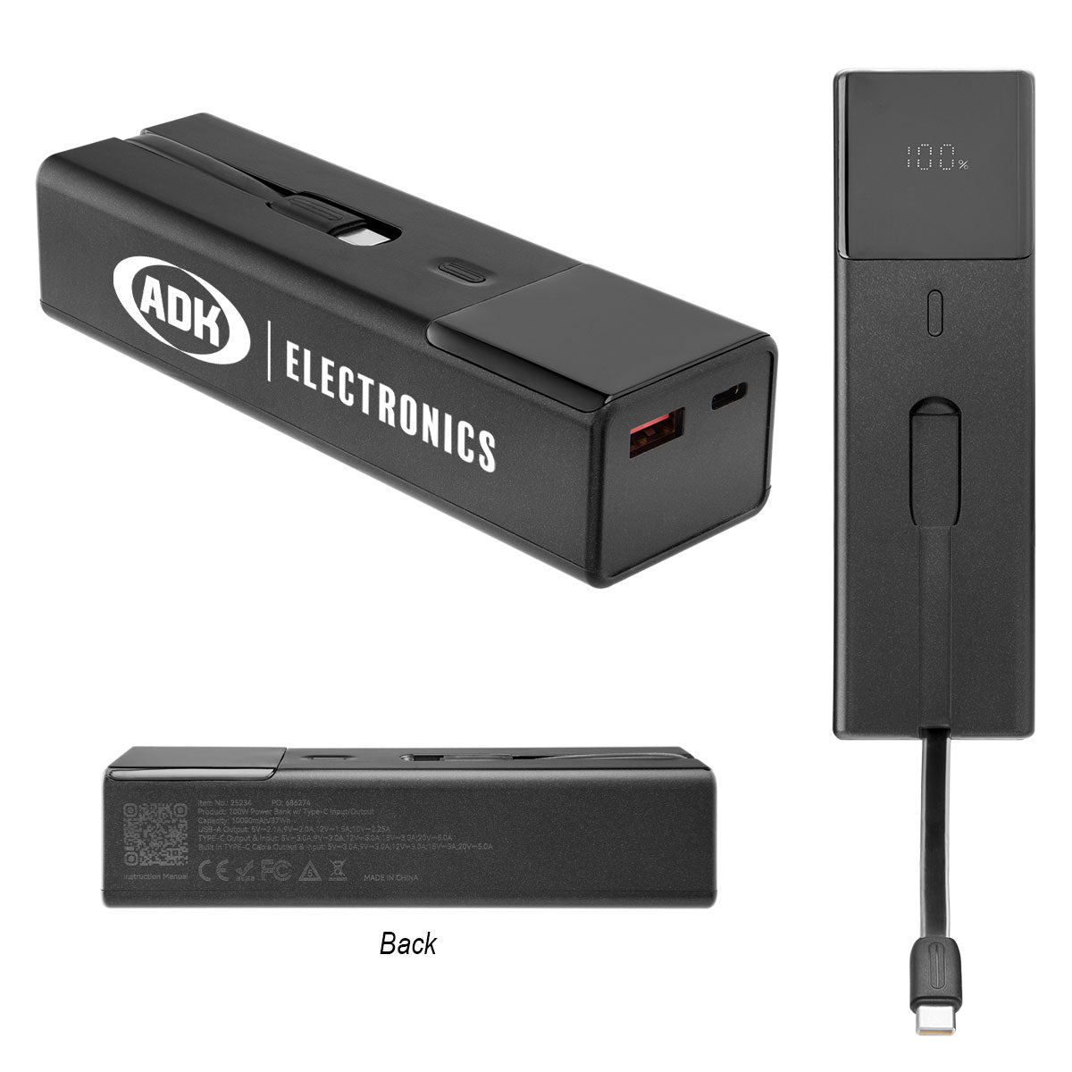BLACK 10,000 MAH Super Charge 100W Laptop Power Bank