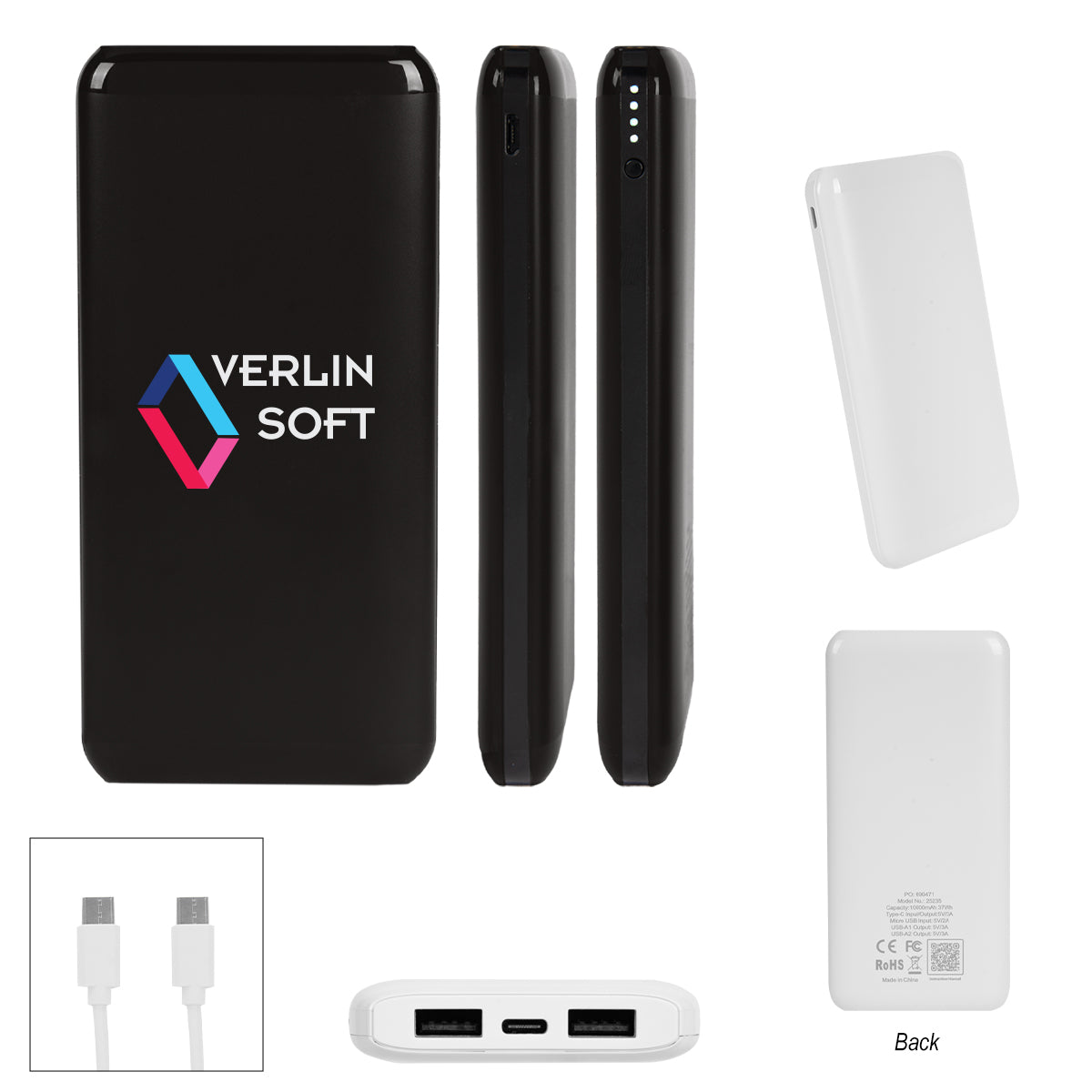 BLACK 10,000 Mah Multi-Port Power Bank