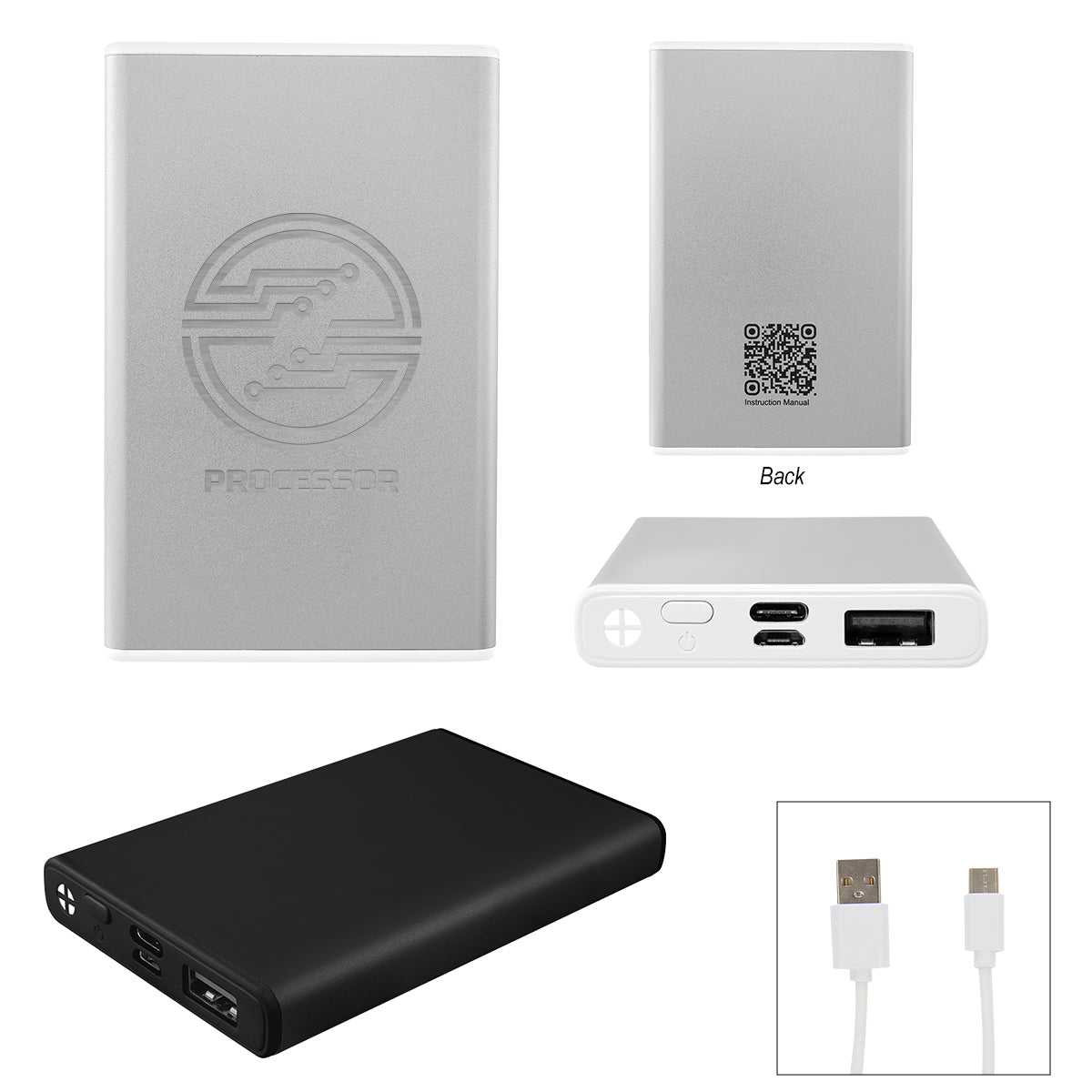 BLACK 5000 mAh Rabs & Aluminum Power Bank