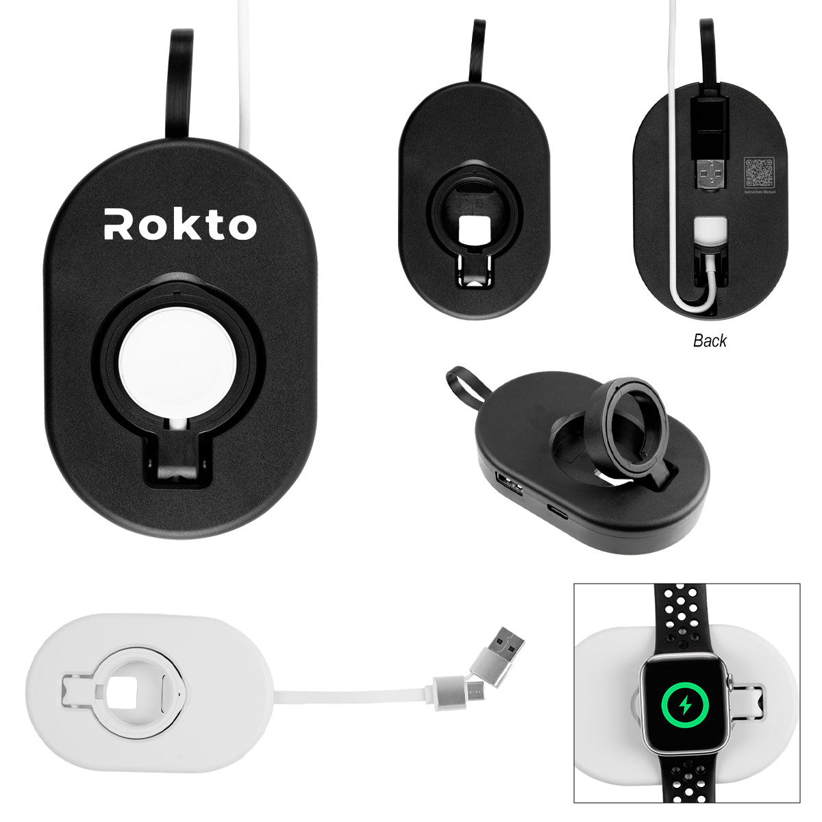 BLACK Charging Hub With Wireless Watch Dock