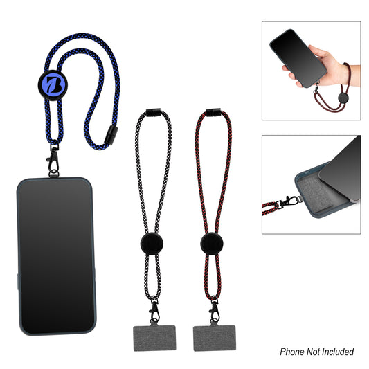BLACK WITH WHITE rPET Phone Tether Wristlet
