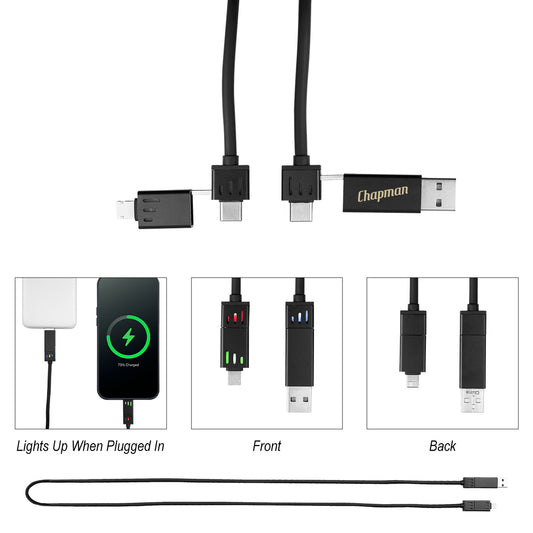 BLACK 3' 100W Light-Up Quick Charge Cable