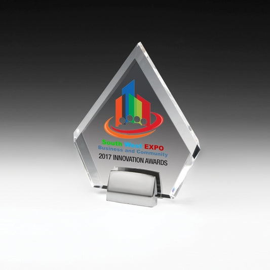 Diamond Award w/Chrome Base (6" x 7" x 3/4") - Laser Engraved