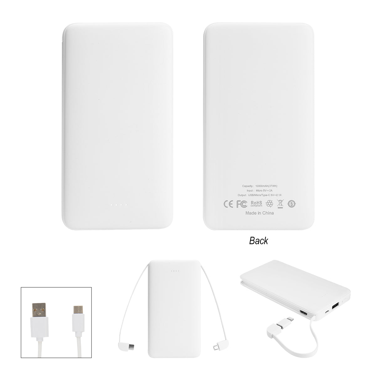 10,000 mAh Multi-Cable Power Bank