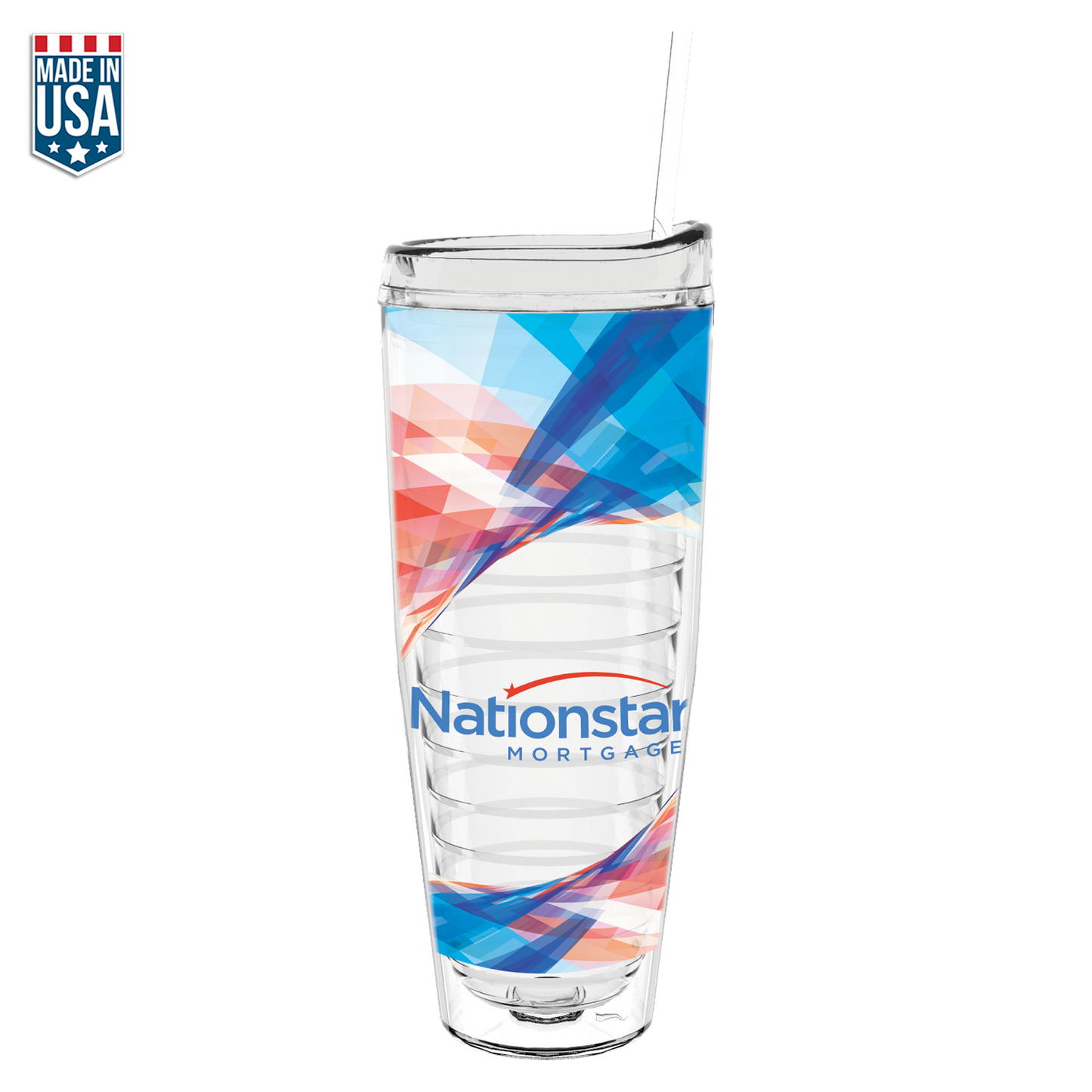 Clear 26 Oz Made In The U.S.A Tumbler with Lid & Straw
