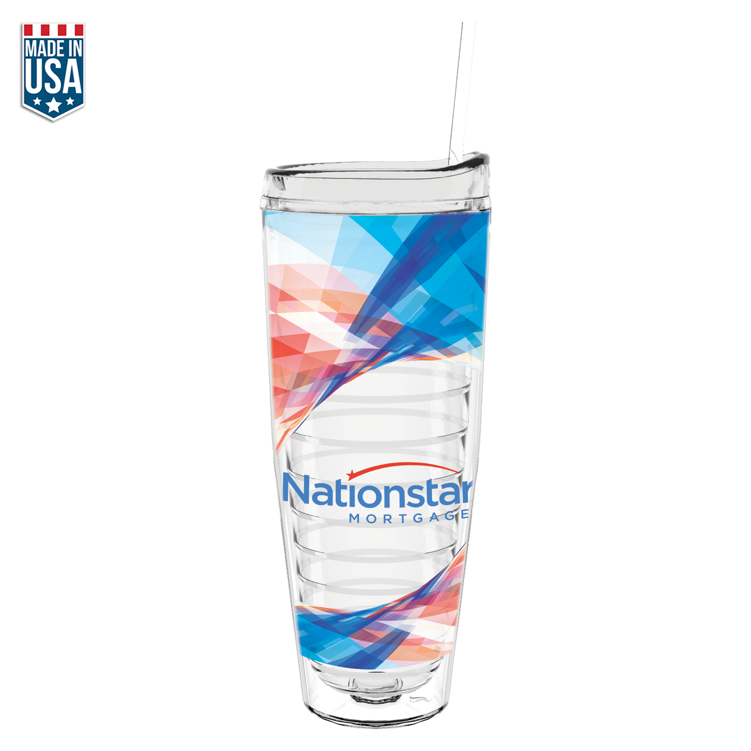 Clear 26 Oz Made In The U.S.A Tumbler with Lid & Straw